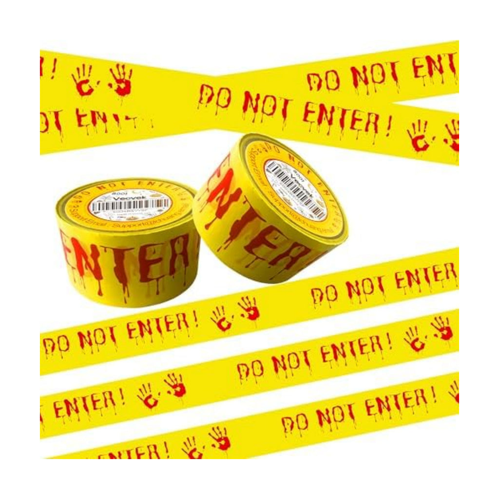 2Pack Halloween Decorations Caution Tape, 2 inch x 82 feet Do Not Enter Caution Tape Roll Yellow Scary Hazard Warning Tape Safety Outdoor DIY Spooky Decorative for Party,Door,Danger Areas, Barricade