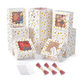 32Pcs 6x6x3 in Christmas Cookie Boxes with Window, White Gold