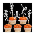 25Pcs Glitter White Skeleton Cupcake Toppers Dancing Skeleton Cupcake Picks for Halloween Party Decorations Halloween Boys Girls Goth Birthday Goth Bridal Shower Wedding Cake Cupcake Decorations