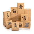 KPOSIYA 36 Pack Christmas Cookie Boxes for Gift Giving, 6x6x3 Inch Brown Bakery Box With Window, Large Holiday Cookie Tins With Lids, Small Xmas Treat Box for Pastry Dessert Cupcakes Packaging