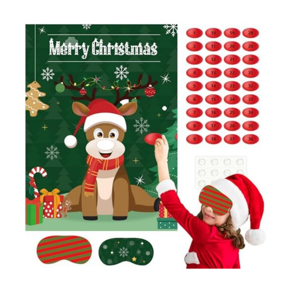 ASTARON Christmas Party Games for Kids, Pin the Hat on Reindeer