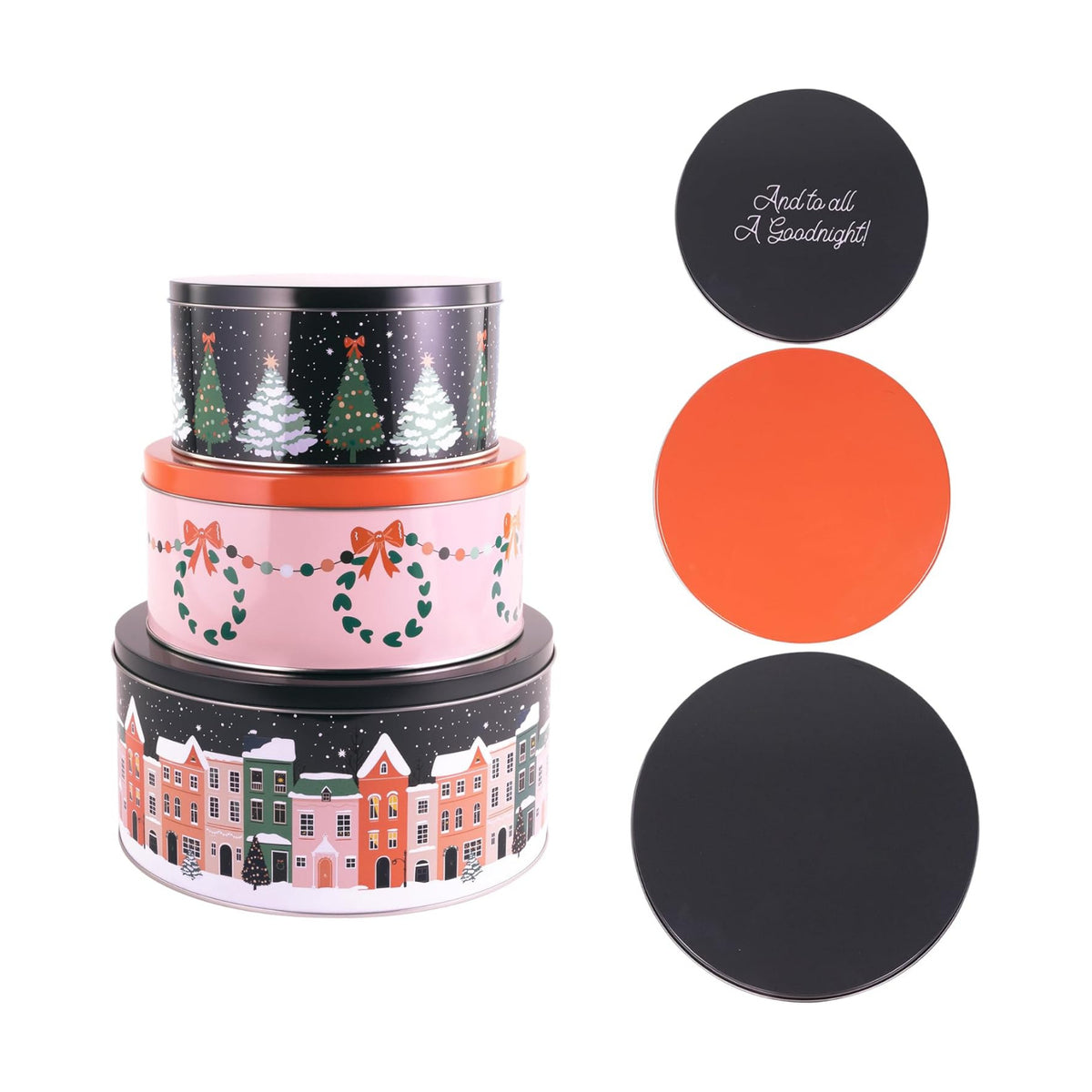 Steel Mill & Co. Round Cookie Tin Set of 3, Twas the Night Before Christmas