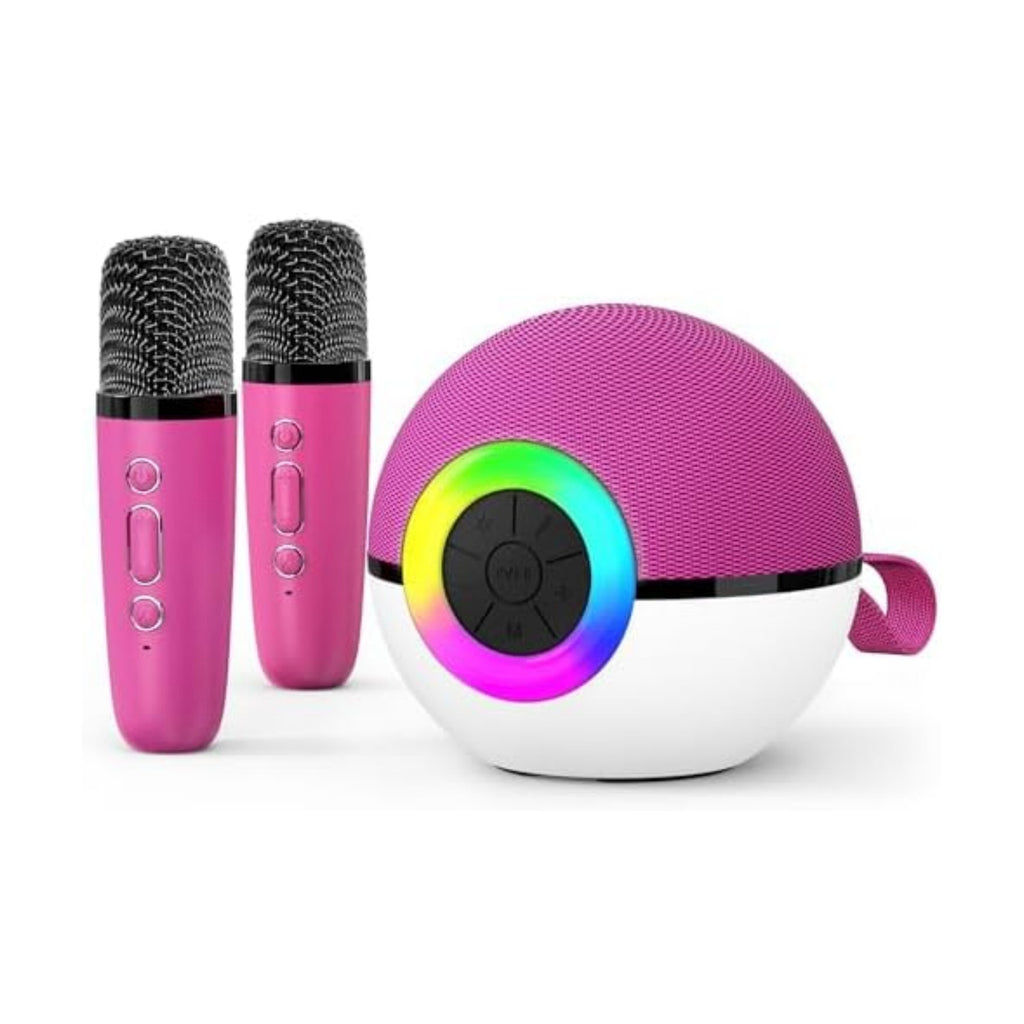 goopow Mini Karaoke Machine Speaker for Kids Adults, Portable Bluetooth Microphone Song Toys with LED Light, Best Chritmas Birthday Festival Gift for 3 4 5 6 7 8+ Year Old Girls Boys (Hotpink-2MIC)