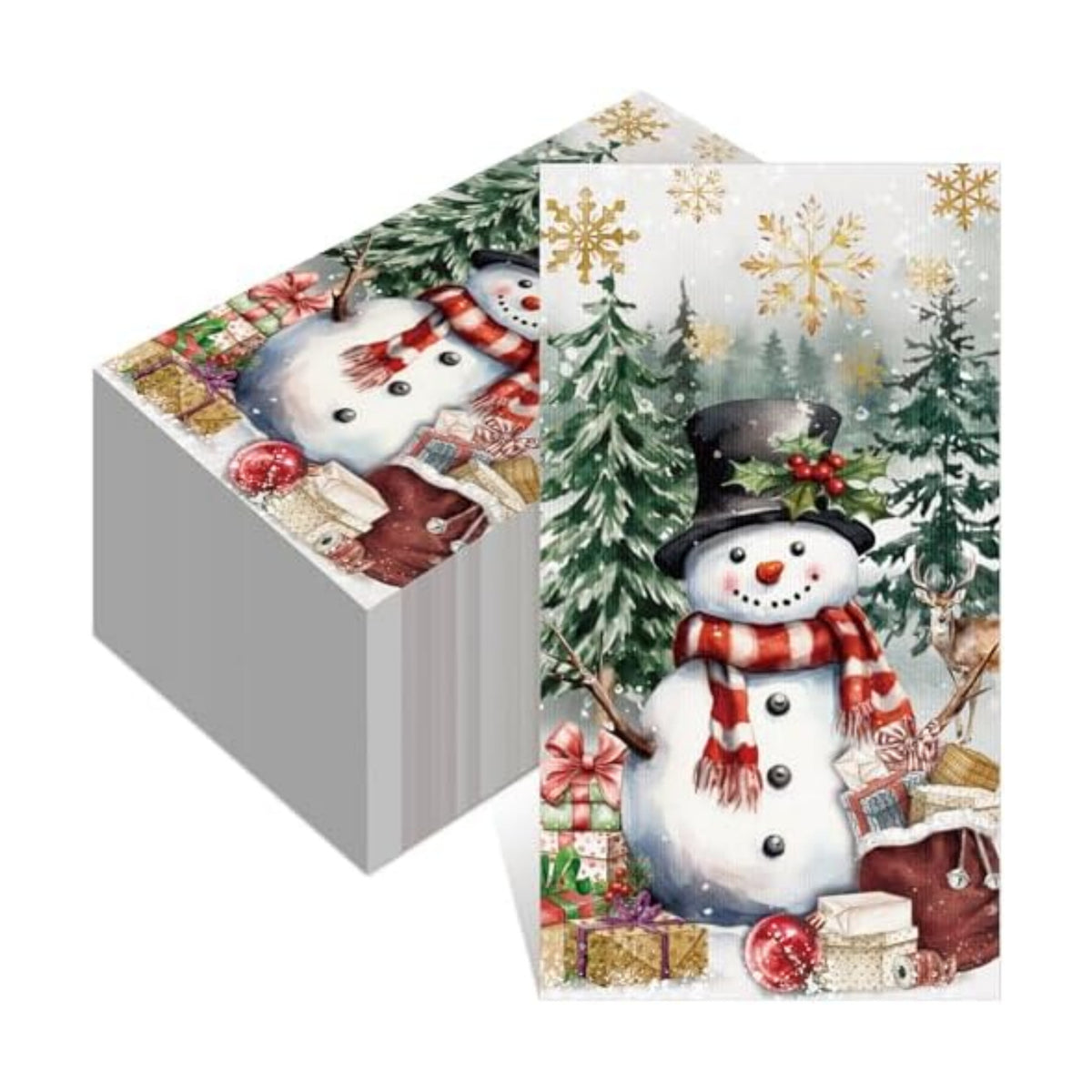 100 Pcs Christmas Snowman Guest Paper Napkin for Decoupage