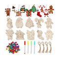 DECYOOL 50Pcs Christmas Wooden Ornaments Predrilled Unfinished DIY Crafts