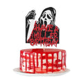 1 PCS Have a Killer Birthday Cake Topper Assembled Glitter Horror Classic Halloween Cake Pick for Bloody Horror Movie Theme Birthday Halloween Party Cake Decorations Supplies