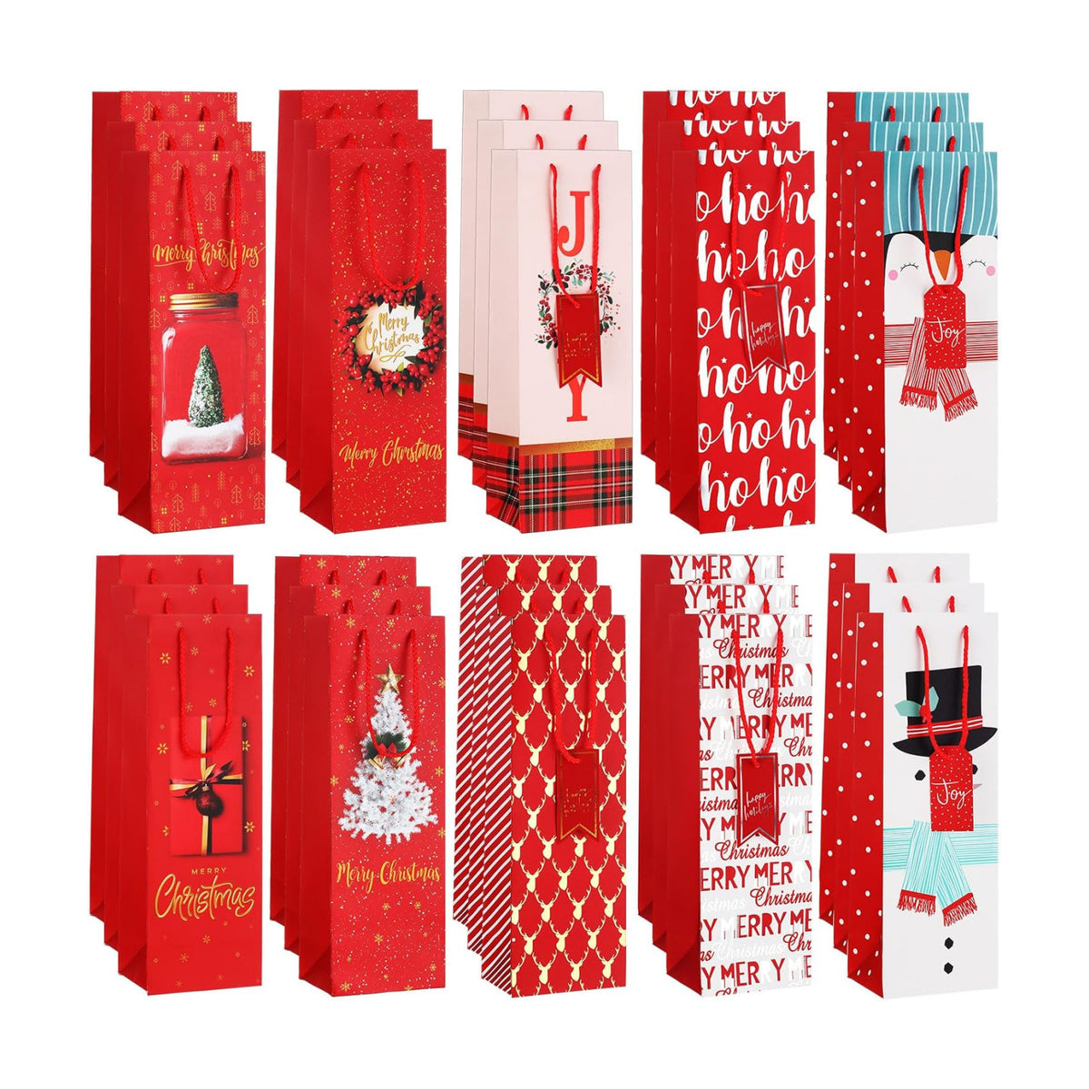Cholemy 30 Christmas Wine Bottle Gift Bags Christmas Wine Bags, Classic