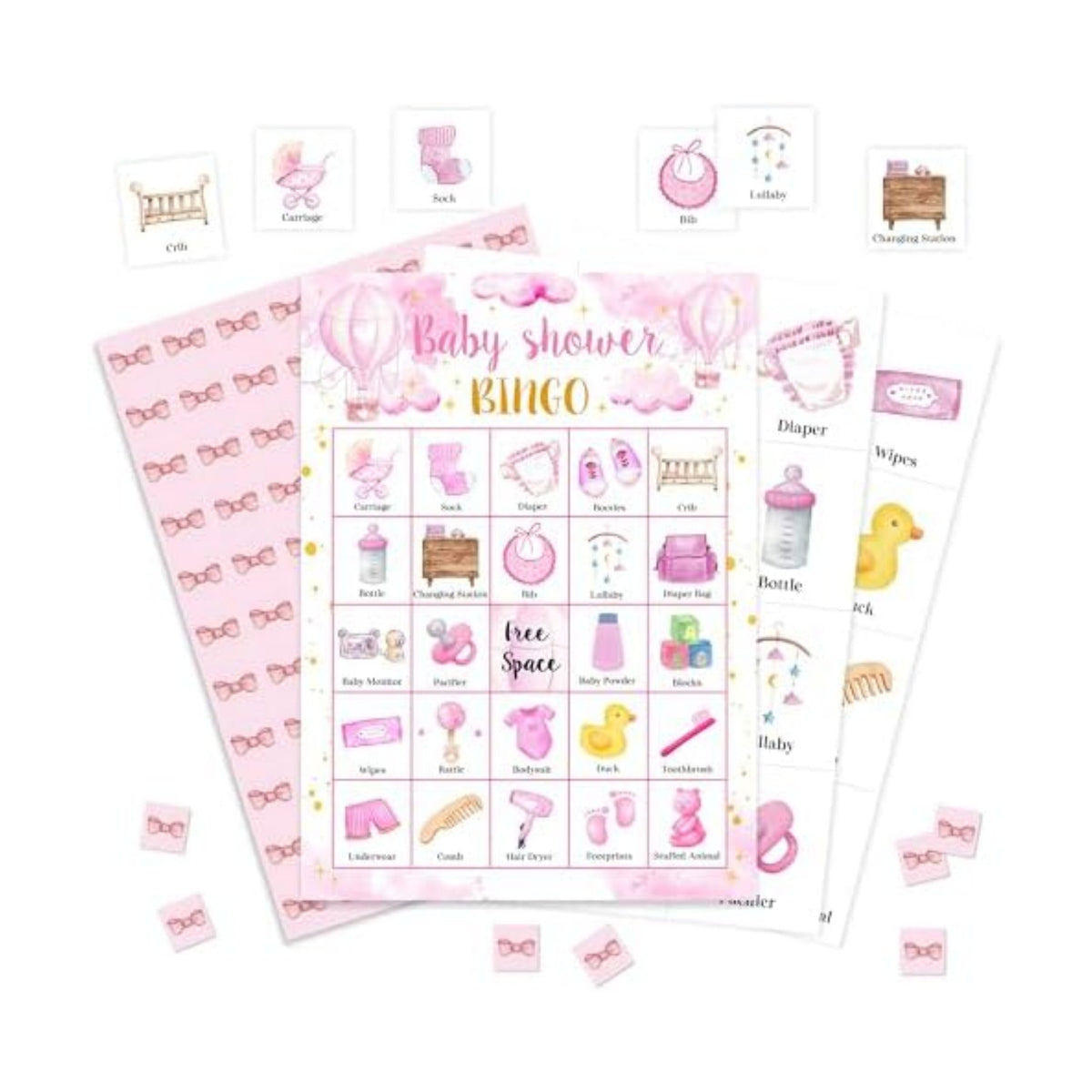 Baby Shower Bingo Game, Moon and Stars Bingo Cards Set, Blue Gender Reveal Party Bingo Supplies for Adults, Family Friends Activities Favors Decorations for 24 Player, 01