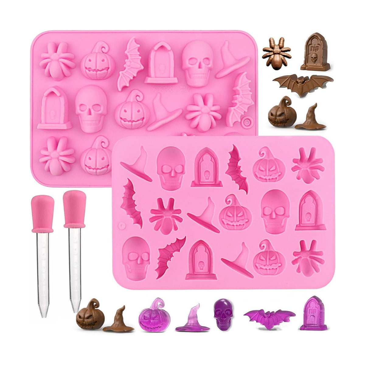 2pcs Halloween Silicone Mould 3D Chocolates Candy Gummy Molds