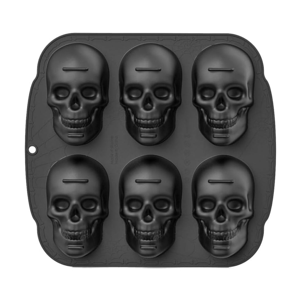 enttgo Skull Cake Pan, 6 Cavity Silicone Mold, Pirate Skull Molds For Baking, Halloween, Birthday Party