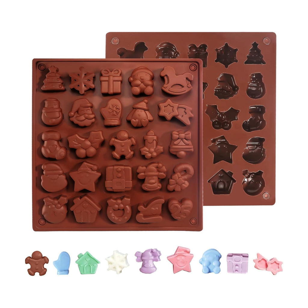 2pcs Christmas Silicone Molds Fondant Chocolate Christmas Molds