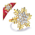 Halatool Christmas Napkin Rings Set of 8, Gold Snowflake with White Rhinestone Napkin Holder for Christmas Thanksgiving Winter Holiday Place Setting, Weddings, Party Table Decoration
