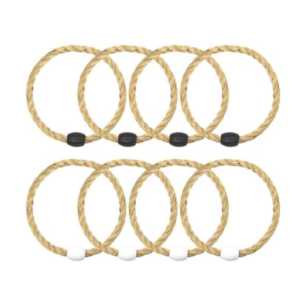 8 Pack Sisal Rope Ring Toss Game Replacement Parts for Adults and Kids, Outdoor Toss Rings for Agility Practice and Speed Game and Yard Games and Lawn Games for Party (Black and White)