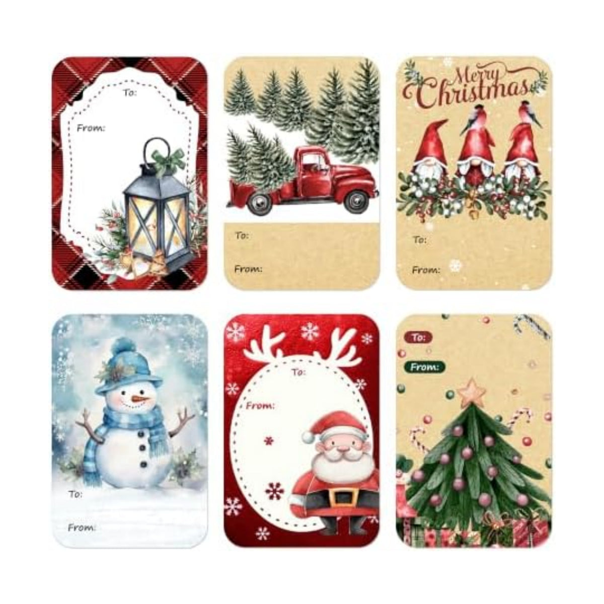 120 PCS 8 Designs Christmas Gift Tag Stickers, Self Adhesive Labels