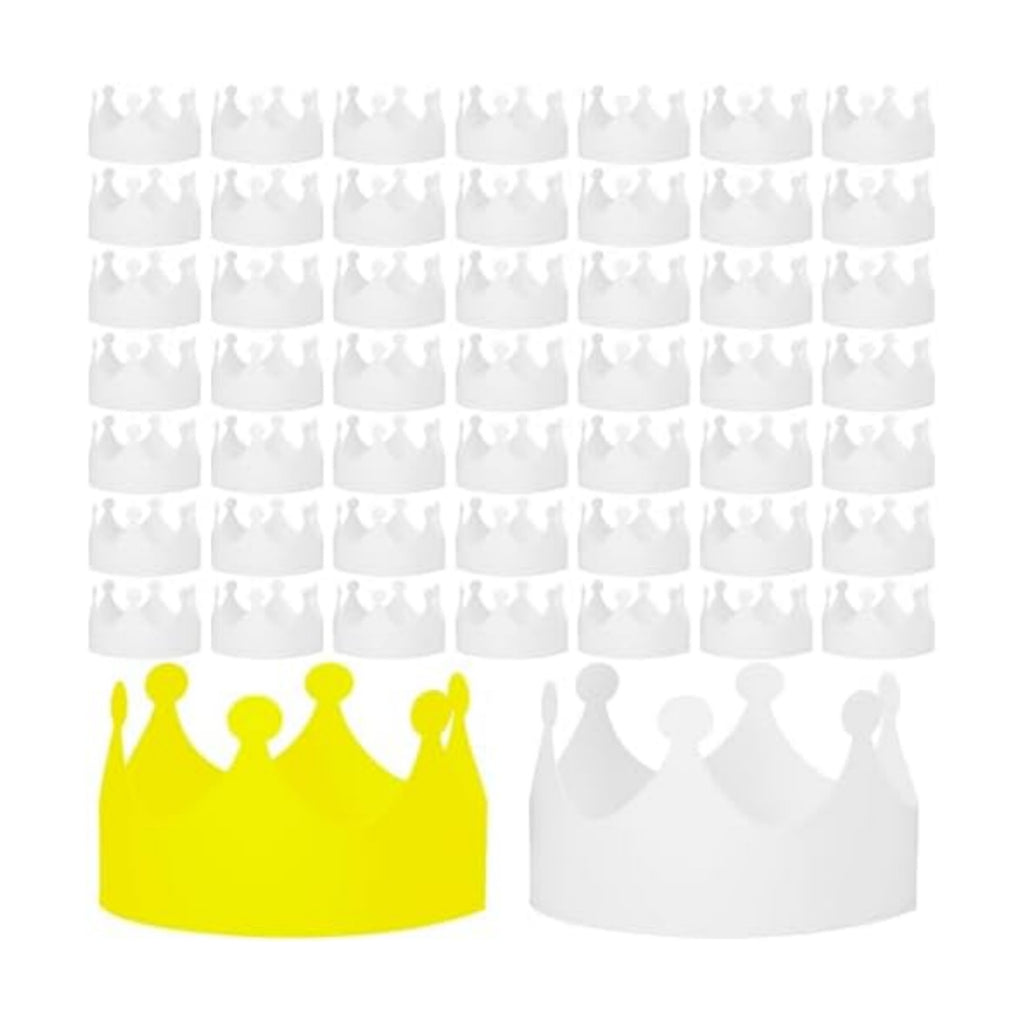 Jetec 100 Pcs White Paper Birthday Crown for Kid DIY Classroom, Traditional