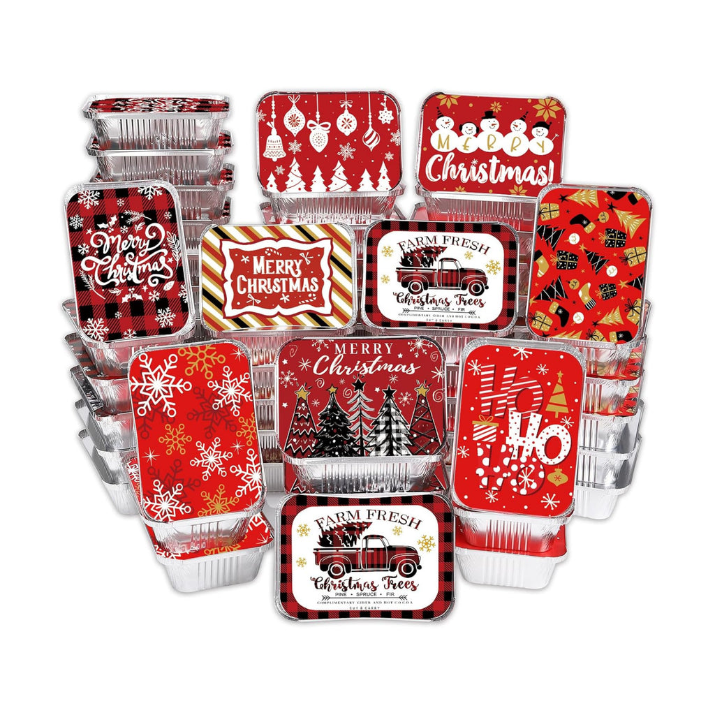 DIYDEC 36PCS Christmas Aluminum Food Containers Foil storage Tin with Lids