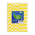 7.75" Yellow White Striped Paper Drinking Straws, Lemonade Straws 100 ct