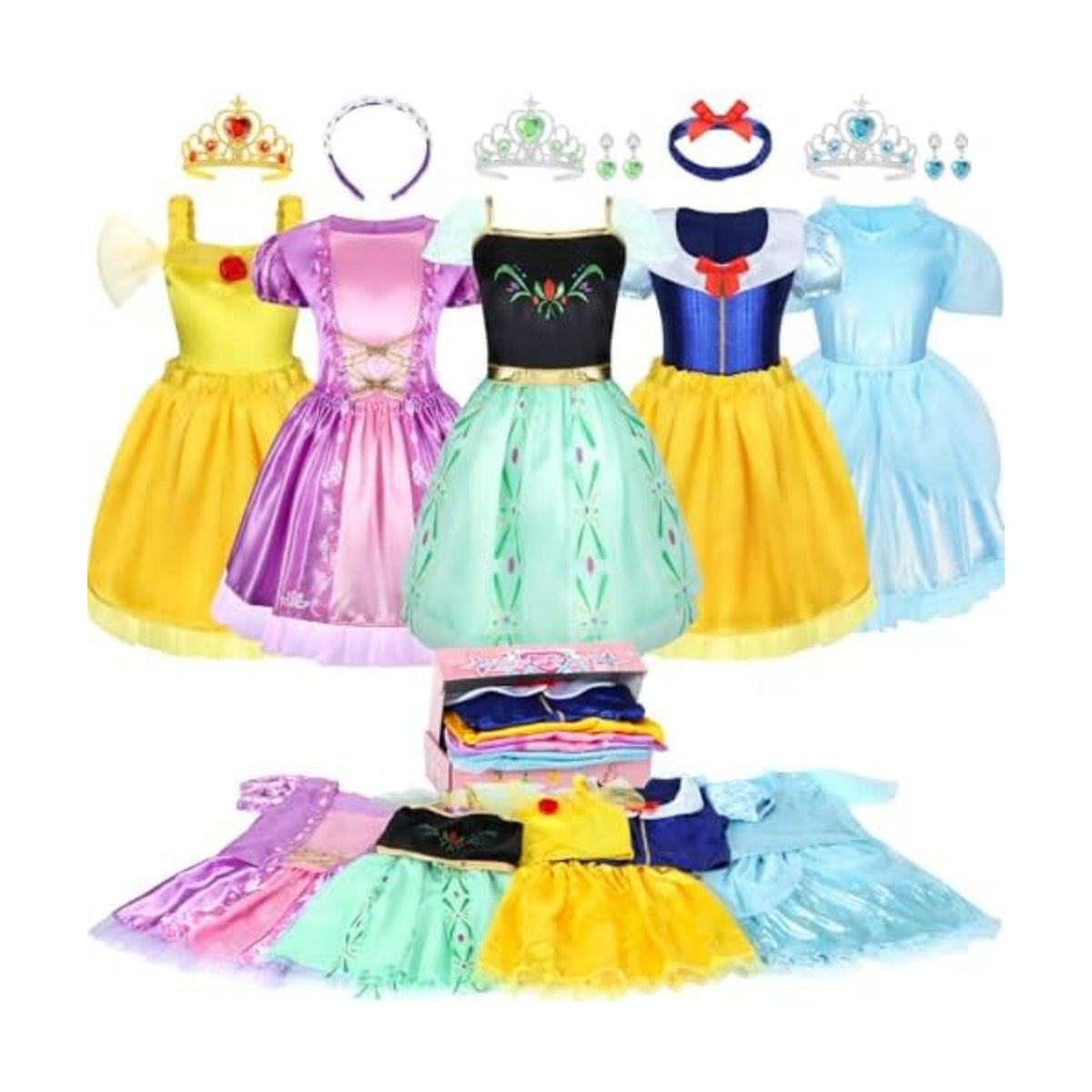 LIMIROLER Princess Dress Up Clothes for Little Girl Role Play Costume Gift Set Princess Dress Up Toys for Toddler Girls