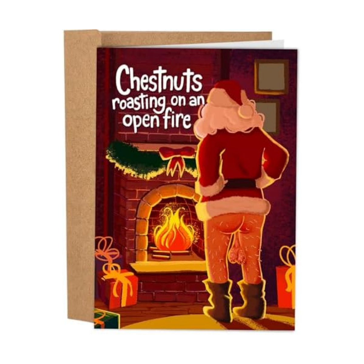 Sleazy Greetings Funny Christmas Card for Men or Women - Hilarious Holiday Card for Best Friend - Inappropriate Christmas Card for Him or Her - Rude Christmas Card for Adults - Chestnuts Roasting