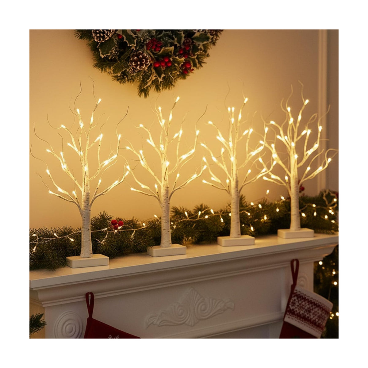 EAMBRITE Lighted Birch Tree with LED Lights Christmas Decorations Indoor