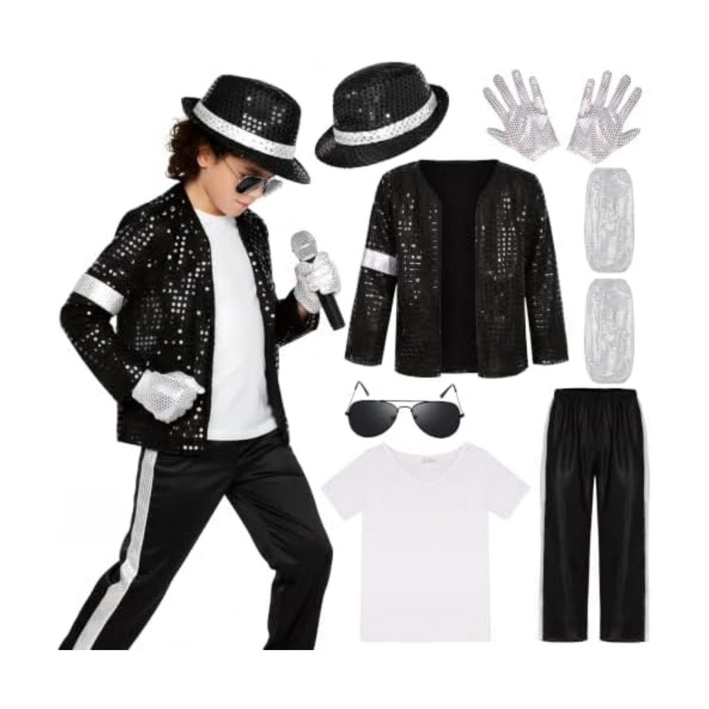 Kids Dance Star Costume for Boys 80s 90s Pop Stage Outfits for Halloween