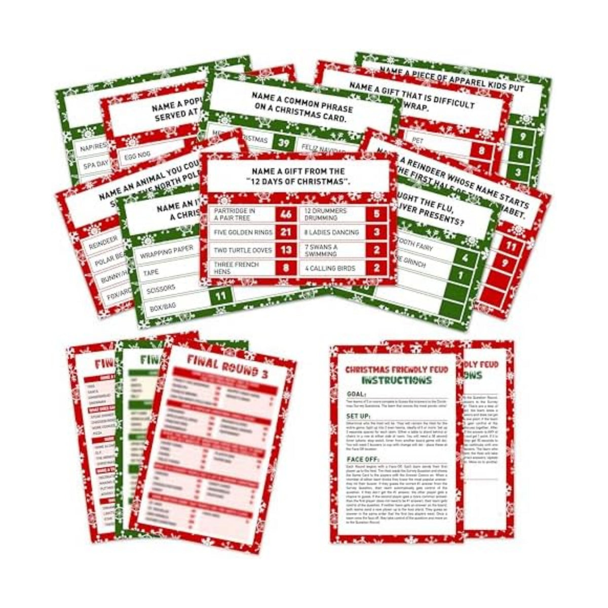 Christmas Games For Families, Friendly Feud Game, Holiday Game For Adults Large Group Party, Christmas Party Games - a002