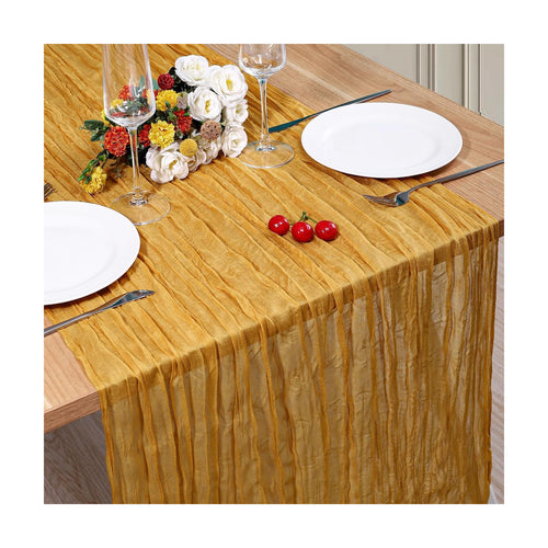 1 Pack Cheesecloth Table Runner 10Ft Christmas Gauze Boho Table Runners for Wedding Decor Bridal Shower Decorations Baby Shower Party(35" x 120")
