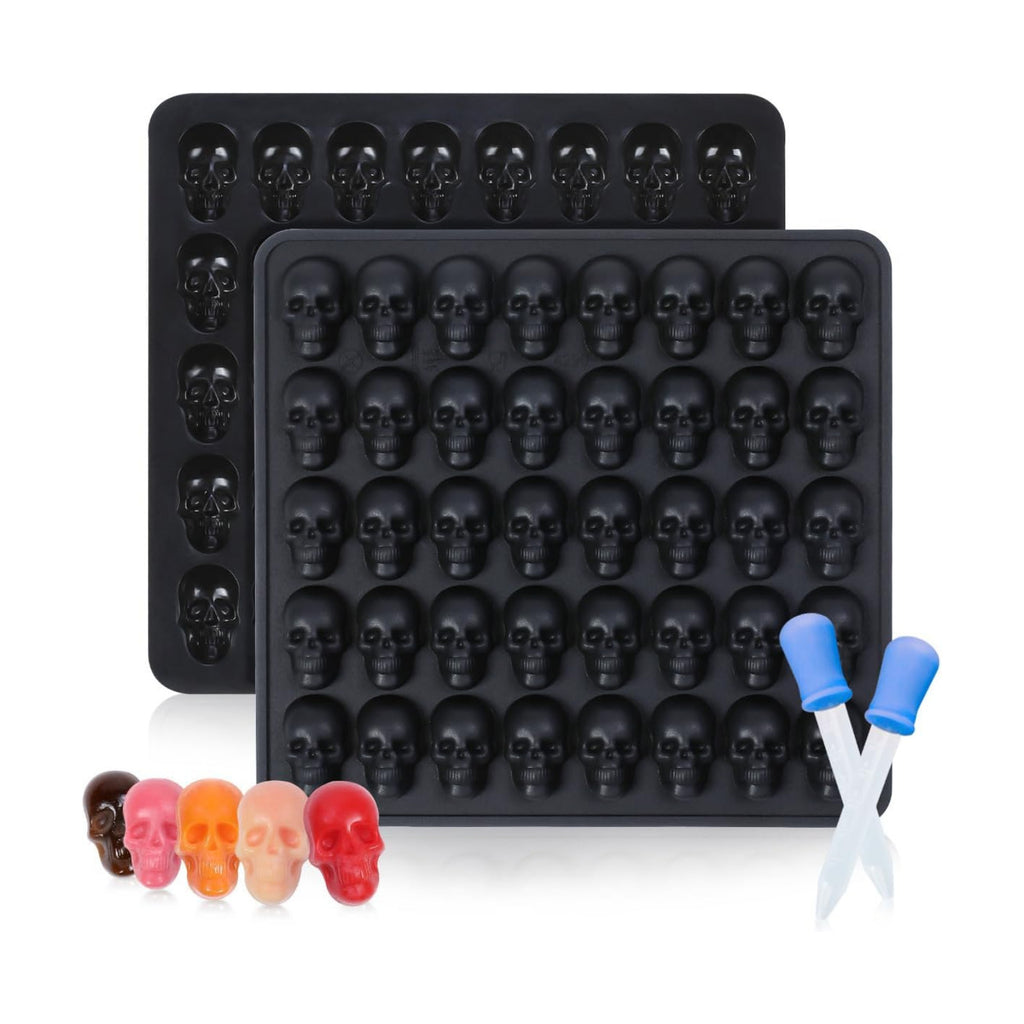Skull Silicone Molds, Halloween Gummy Chocolate Molds 2 Pcs Mini Skull Mold