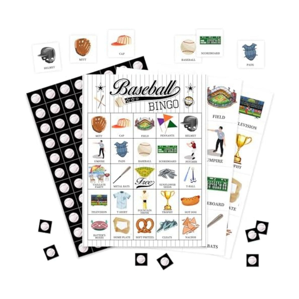 Baseball Bingo Game, Sport Bingo Cards Set, Birthday Party Bingo Supplies for Adults, Family Friends Activities Favors Decorations for 24 Player, 01
