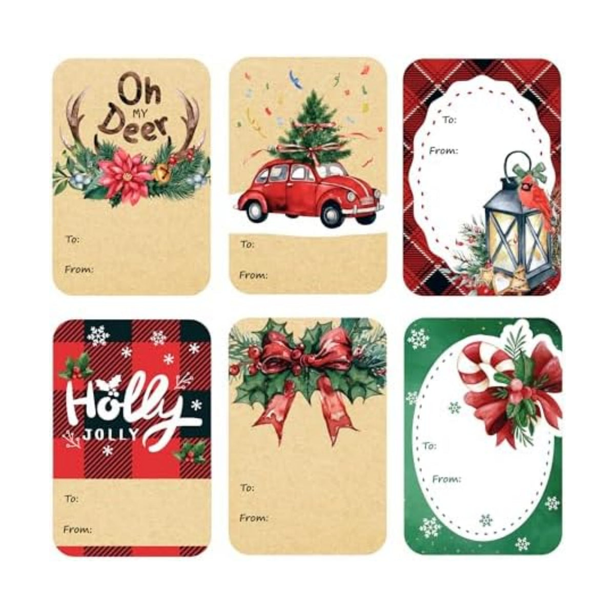 120 PCS 8 Designs Self Adhesive Christmas Name Tag Stickers