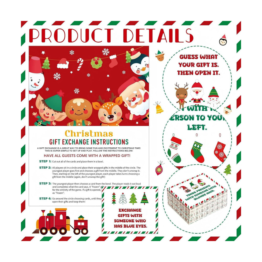 Fullhawl 61 Pcs Christmas White Elephant Gift Exchange Card for Adult Party