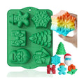 HKNMTT Large Christmas Silicone Molds for Baking Cake Muffins Oven Safe Freezing Soap Candle Cocoa Bomb Food Grade Tray, Deep Snowflake Xmas Tree Santa Gingerbread Gift Bell 6 Holiday Shapes Mould