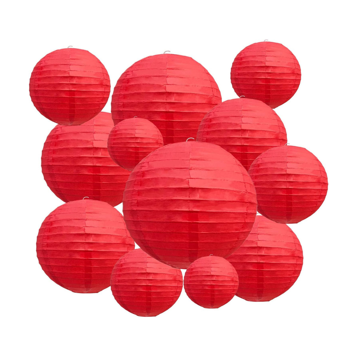 20Pcs Red Paper Lanterns for Parties, 4” 6” 8” 10” 12” Chinese Asian Hanging Round Paper Lanterns for Birthday Wedding Halloween Christmas Home Decor Party Decor