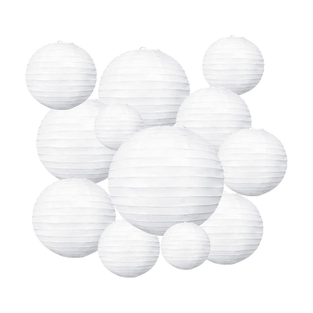 20Pcs White Paper Lanterns for Parties, 4” 6” 8” 10” 12” Chinese Asian Hanging Round Paper Lanterns for Birthday Wedding Halloween Christmas Home Decor Party Decor