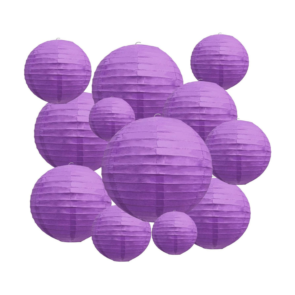 20Pcs Purple Paper Lanterns for Parties, 4” 6” 8” 10” 12” Chinese Asian Hanging Round Paper Lanterns for Birthday Wedding Halloween Christmas Home Decor Party Decor