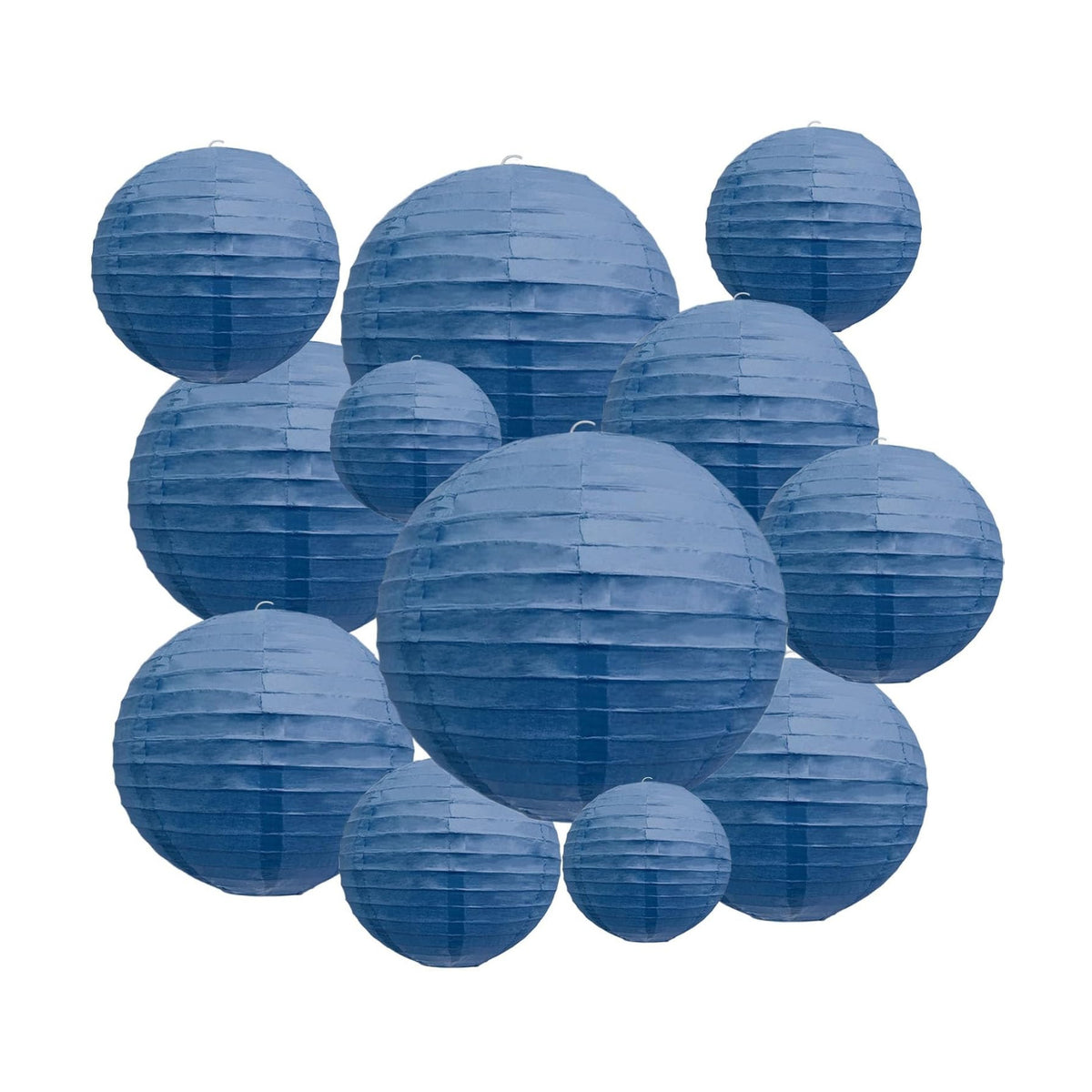 20Pcs Navy Blue Paper Lanterns for Parties, 4” 6” 8” 10” 12” Chinese Asian Hanging Round Paper Lanterns for Birthday Wedding Halloween Christmas Home Decor Party Decor
