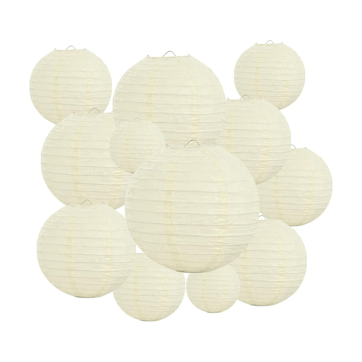 20Pcs Cream Paper Lanterns for Parties, 4” 6” 8” 10” 12” Chinese Asian Hanging Round Paper Lanterns for Birthday Wedding Halloween Christmas Home Decor Party Decor