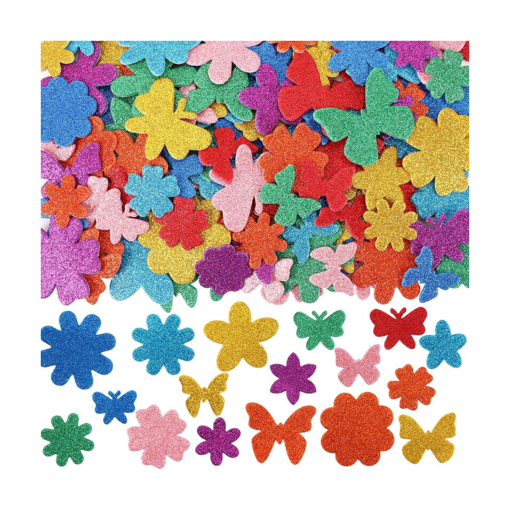 JULBEAR 300Pcs Spring Flower Butterfly Foam Stickers for DIY Crafts