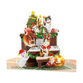 POPWOW Christmas Piano Cats Pop Up Card, Cute Cats on Piano, Xmas Tree, 3D Greeting Card, Gift for Cat Person, Kid, Boy, Girl, Sister, Brother, 5x7 - Includes Envelope And Message Note