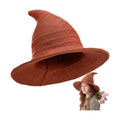 Boyiee Knitted Witch Hat Foldable Wide Brim Cap Pointed Felt Hat for Women Halloween Cosplay Costume Masquerade Accessory