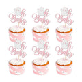 24 PCS Halloween Ghost Oh Baby Cupcake Toppers Glitter Halloween Baby Shower Cupcake Picks Little Boo Cupcake Topper for Halloween Baby Shower Birthday Party Cake Decorations Supplies Light Pink