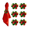 wonlex Christmas Bell Napkin Rings Set of 6, Jingle Bells Napkin Ring Buckle Green and Red Xmas Serviette Buckles Holder for Dinner Table Decoration, Wedding(Xmas Bell)