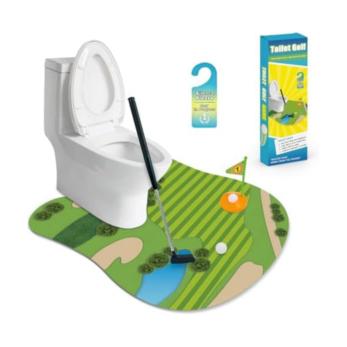 Funny Mini Golf Gag Gifts for Men, Toilet Golf Bathroom Game for Adults
