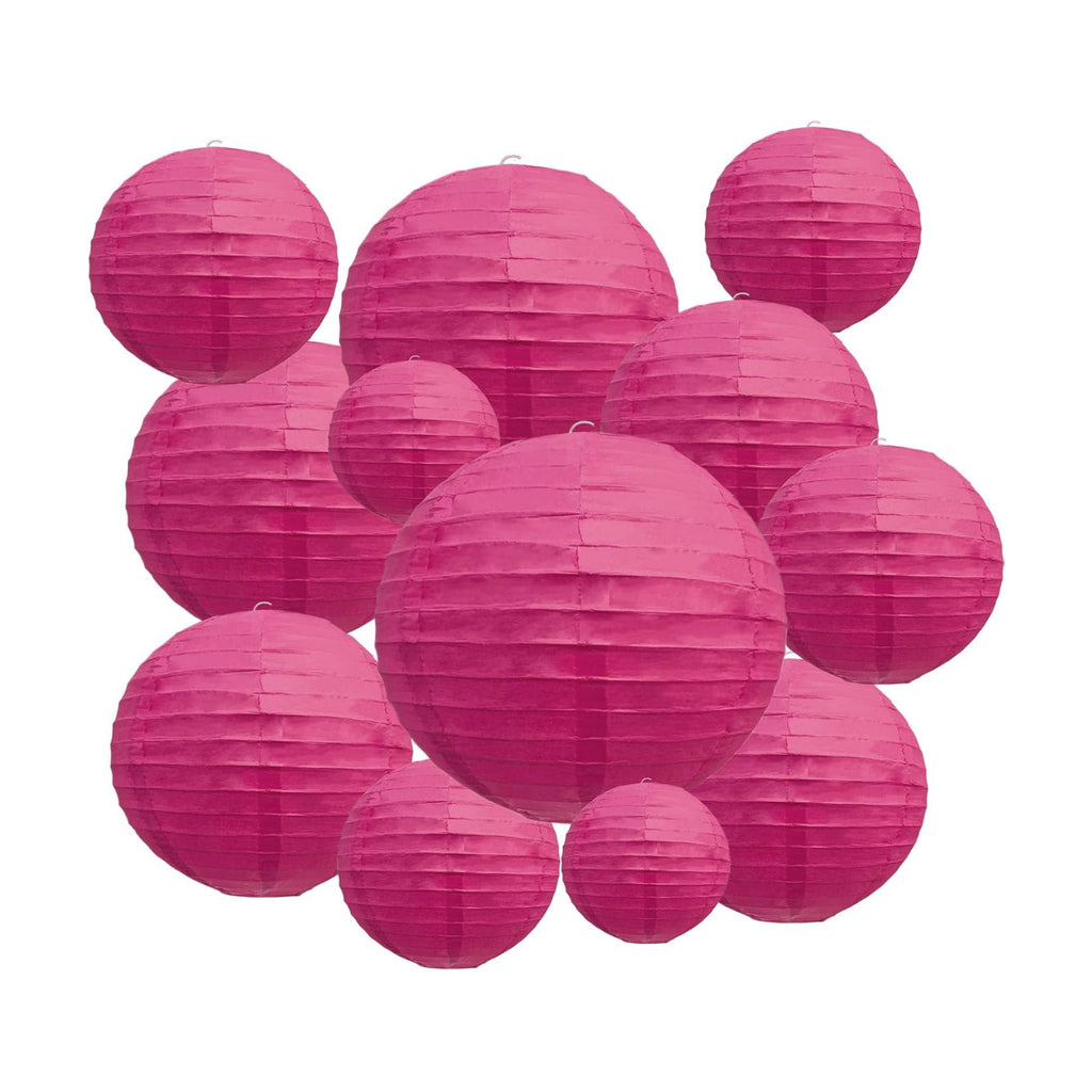 20Pcs Fuchsia Paper Lanterns for Parties, 4” 6” 8” 10” 12” Chinese Asian Hanging Round Paper Lanterns for Birthday Wedding Halloween Christmas Home Decor Party Decor