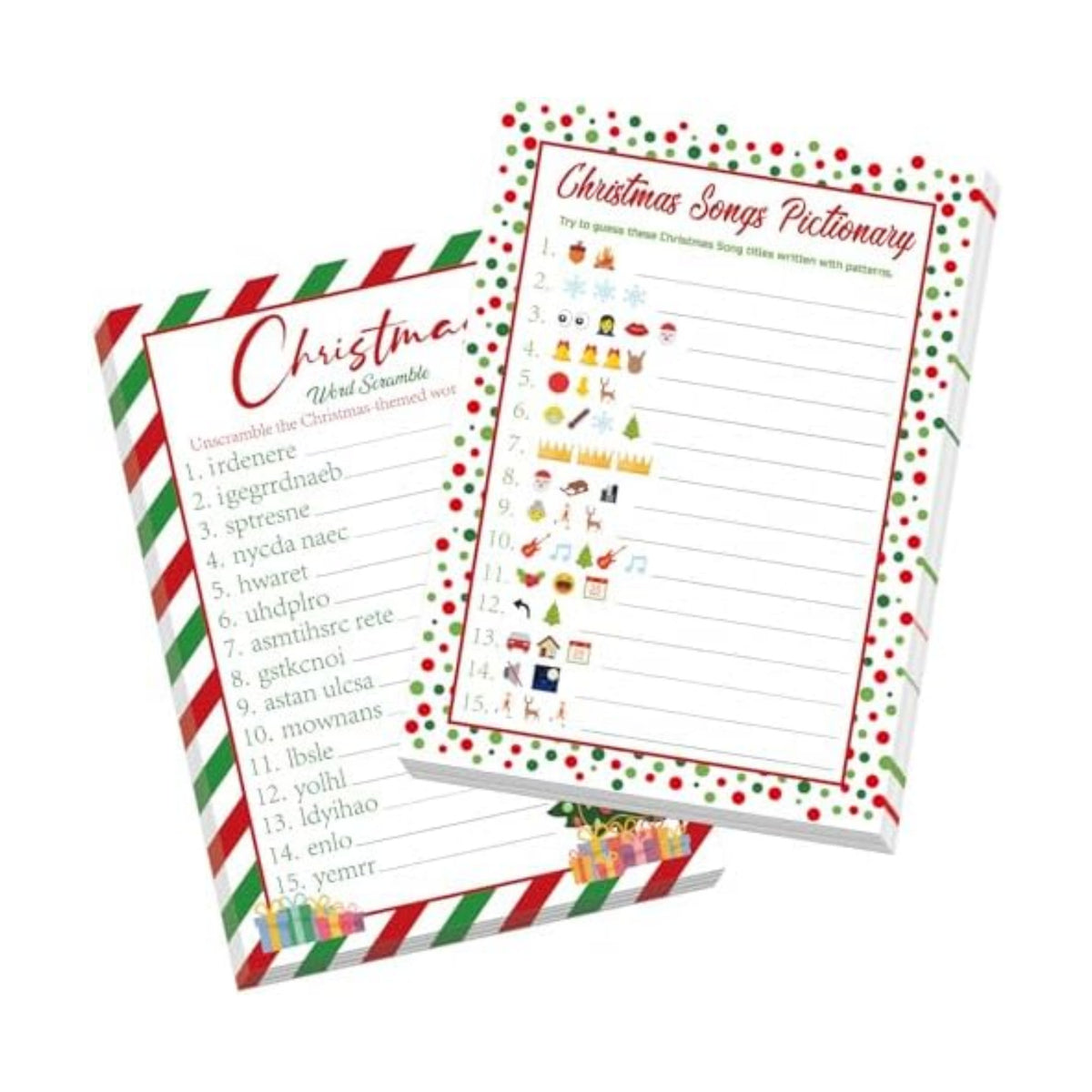 COCHIE 30 Players Christmas Party Games for Adults Family Office Large Groups, Xmas Parties Songs Pictionary Game, Riddle Game, Word Scramble Games with Answer Key (Christmas Tree)