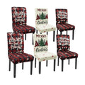 Christmas Chair Covers Set of 6 Xmas Tree Snowflakes Buffalo Plaid Stretch Parsons Chair Slipcovers for Winter Christmas Dining Room Decor Chair Seat Protectors(Christmas Red,6PCS)