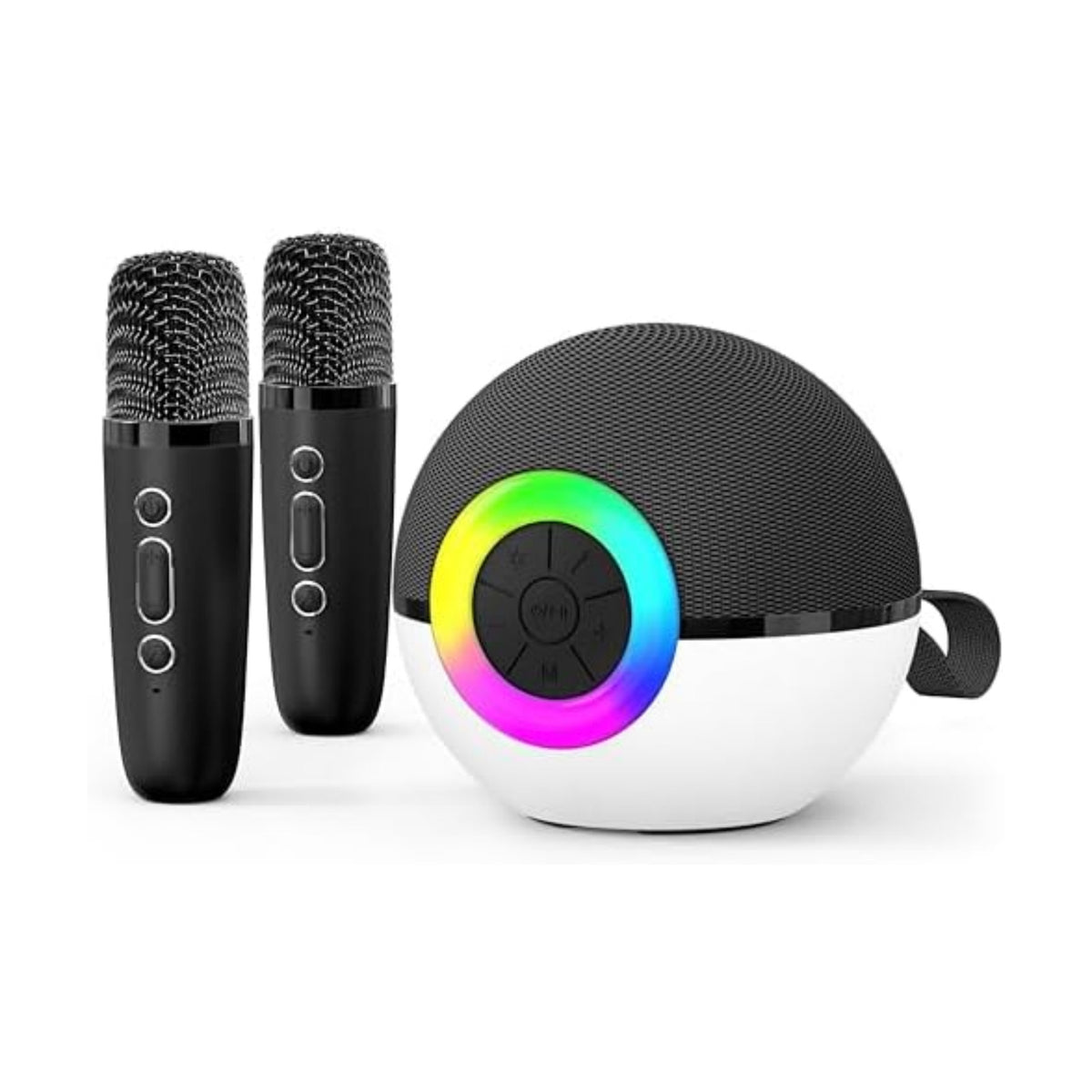 goopow Mini Karaoke Machine Speaker for Kids Adults, Portable Bluetooth Microphone Song Toys with LED Light, Best Chritmas Birthday Festival Gift for 3 4 5 6 7 8+ Year Old Girls Boys (Black-2 Mic)