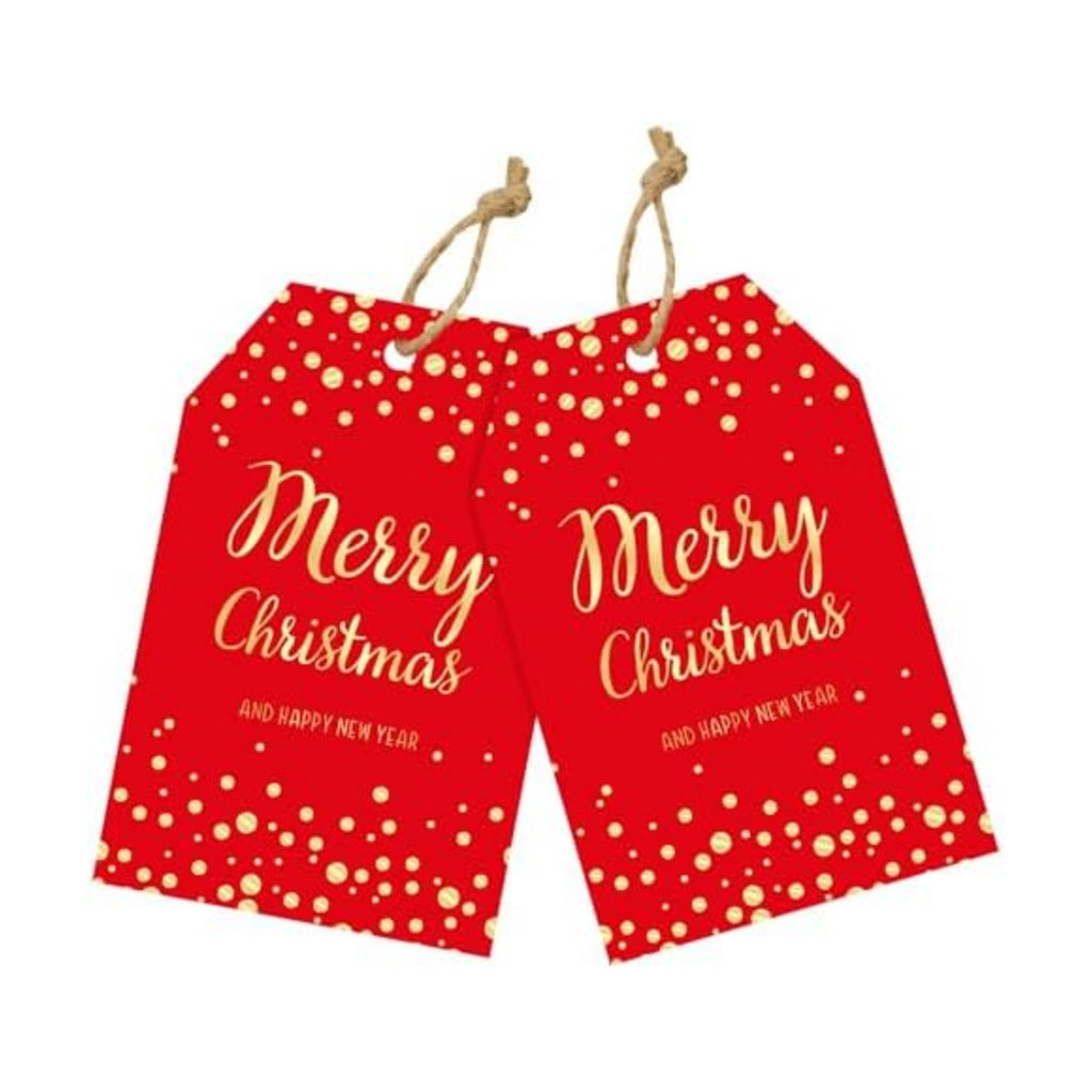 joycraft 50Pcs Christmas Tags with String, Red Merry Christmas Gift Tags
