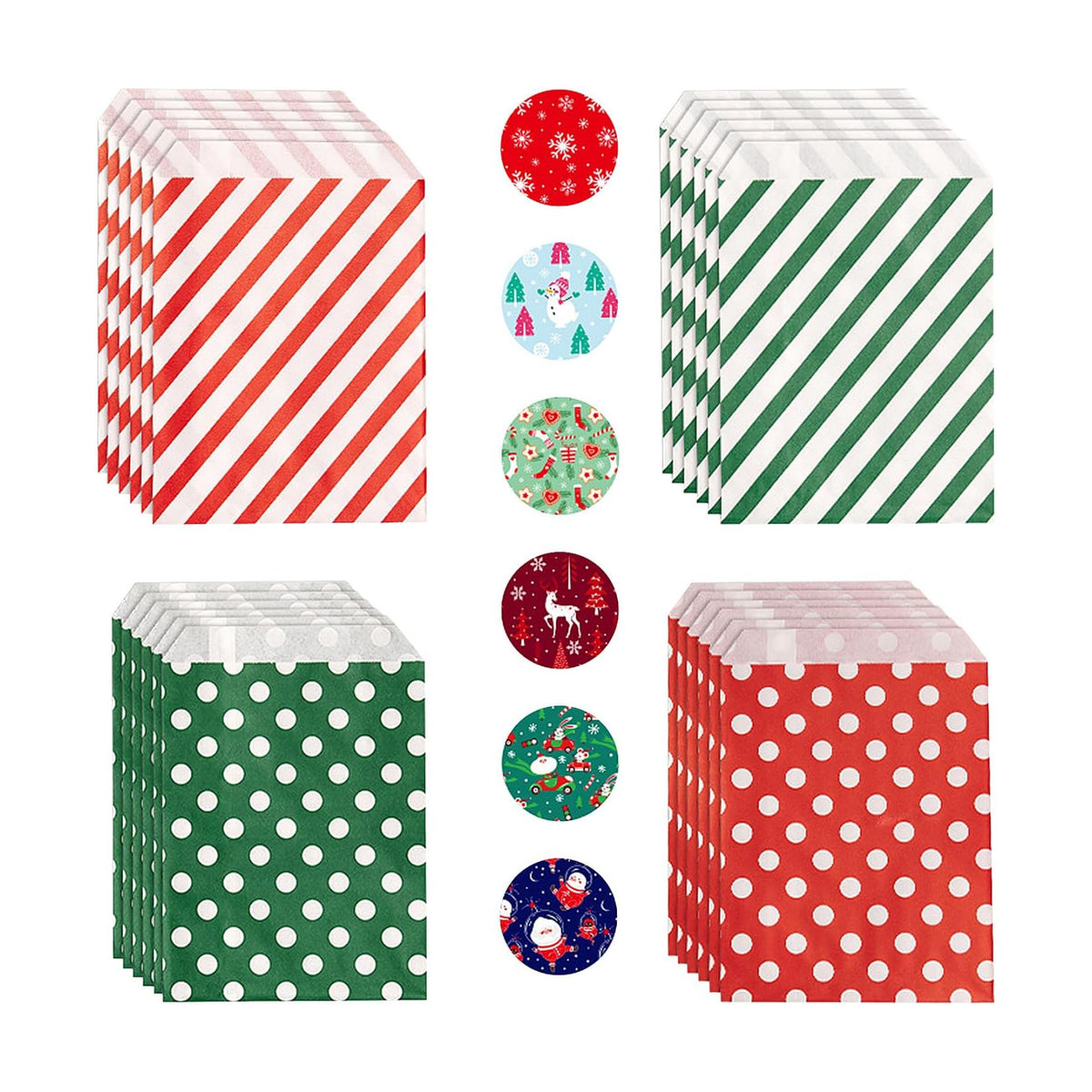 Christmas Treat Bags Red Green Candy Cookie Buffet Paper Bags