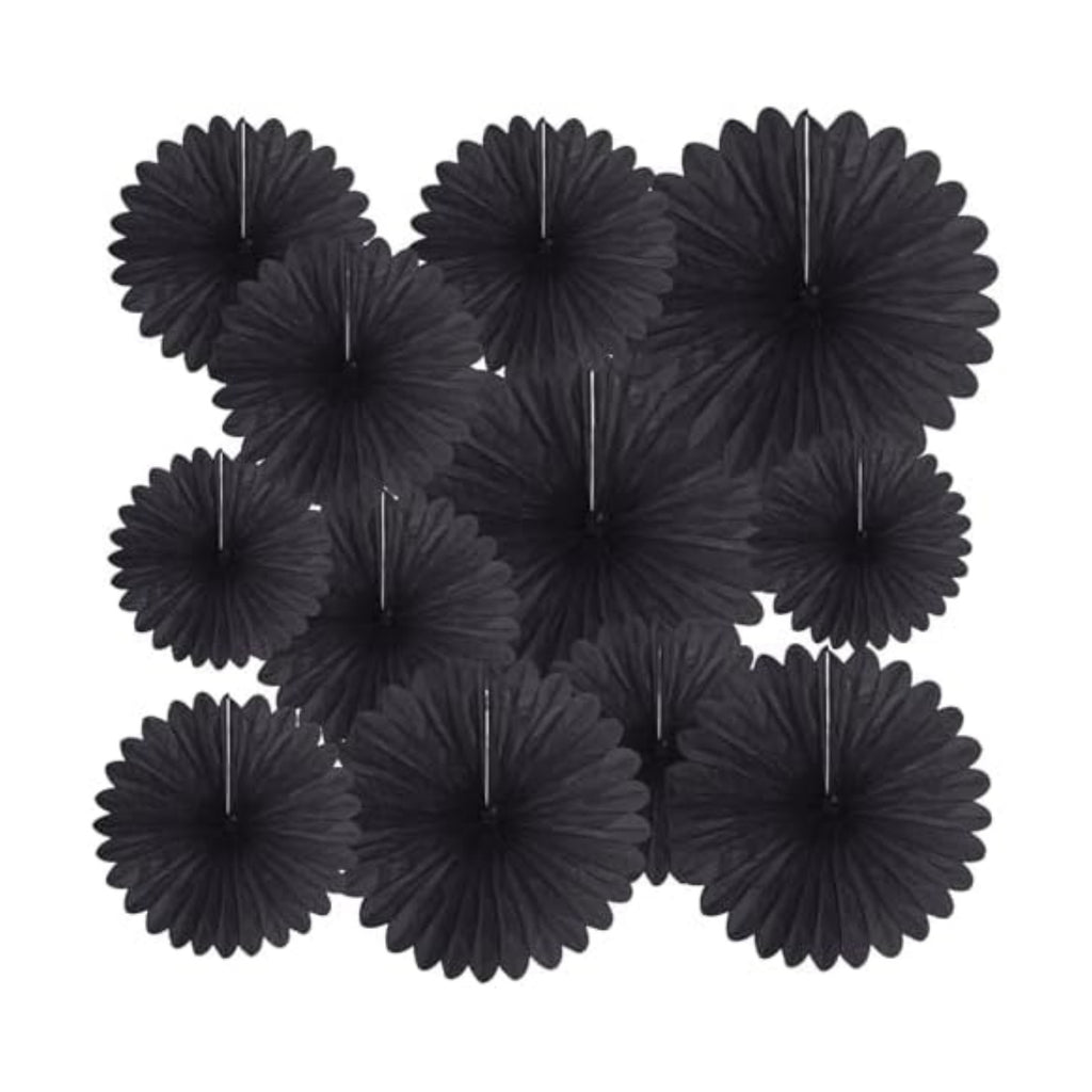 20 Pcs Black Hanging Paper Fan, Hanging Honeycomb Round Paper Fans for Weddings, Birthdays, Easter, Baby Showers, Classroom, Events Ceiling Party Supplies Decorations